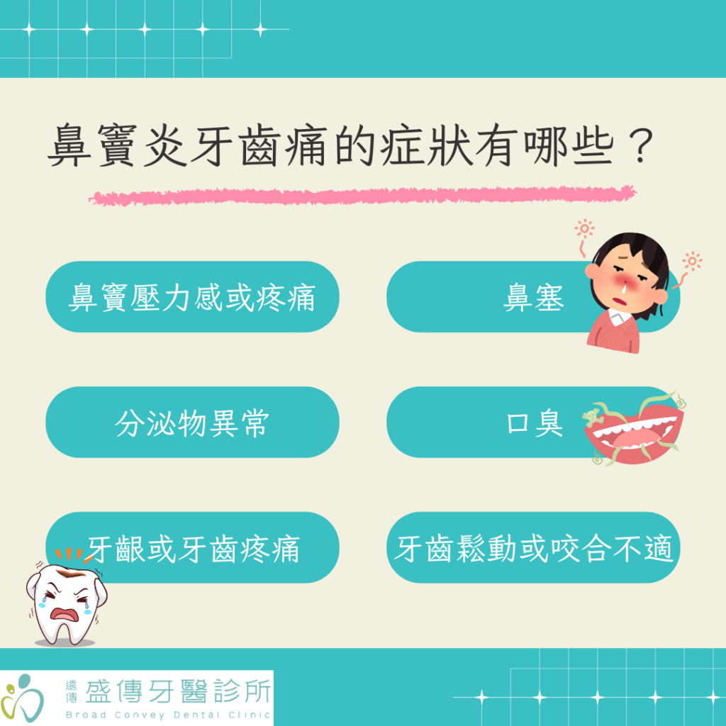 鼻竇炎牙齦痛好困擾?鼻竇炎牙齒痛原因、症狀一次告訴你! 2 鼻竇炎牙齒痛的症狀有哪些?