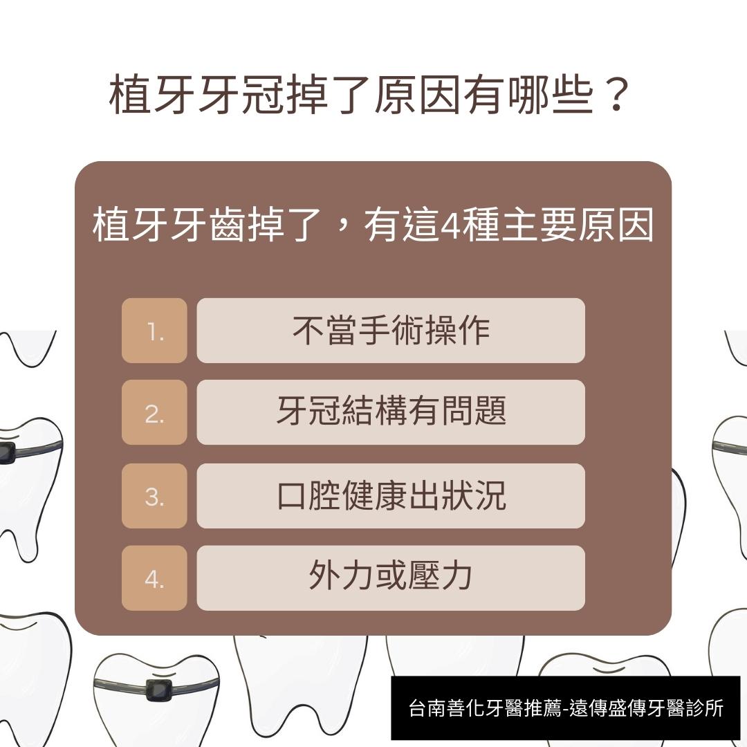 植牙牙冠掉了4種原因