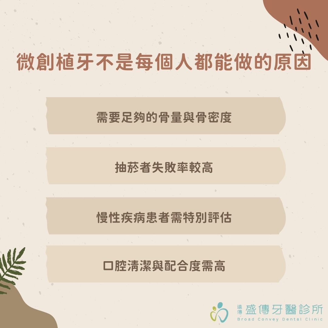 微創植牙是什麼?微創植牙真的適合你嗎?微創植牙缺點、費用、手術條件整理 3 微創植牙不是每個人都能做的原因